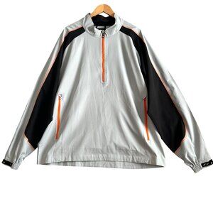 FootJoy Men's Sz 2XL Windbreaker Golf Jacket Quarter-Zip Pullover Orange Accents